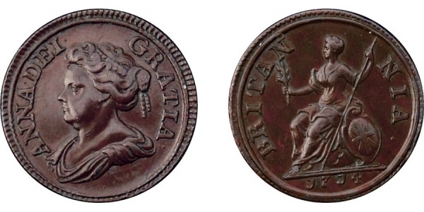 Anne, Copper Pattern Only Farthing, 1714