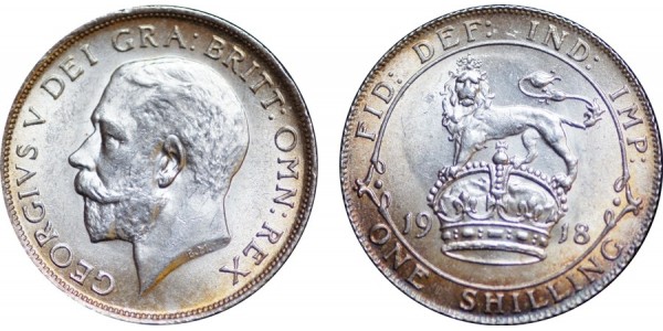 George V, Silver Shilling, 1918.