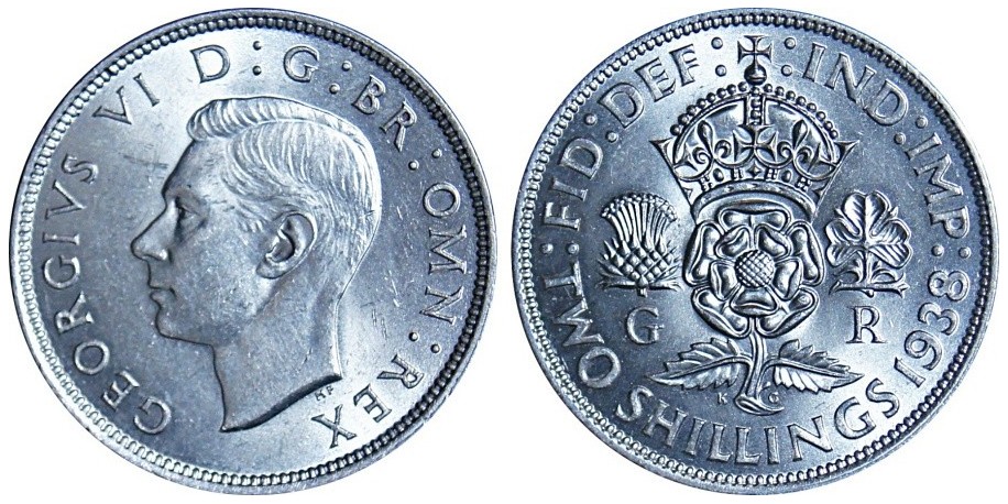 George VI, Silver Florin, 1938.