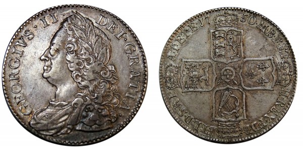 George II, Silver half-crown, 1750