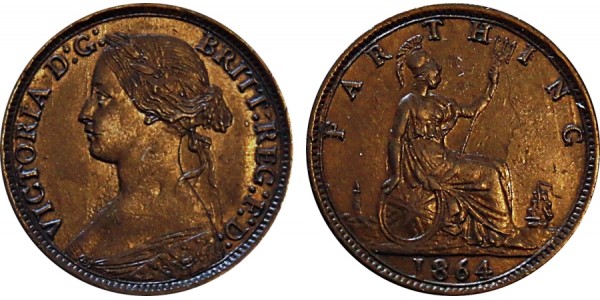 Victoria, Bronze Farthing, 1864