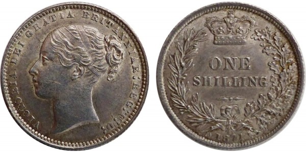 Victoria. Silver Shilling 1871.