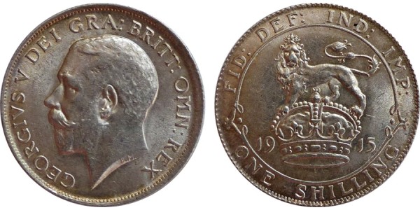 George V, Silver Shilling. 1915.