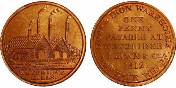 Weybridge Mills Penny. 1812. W. 1200.