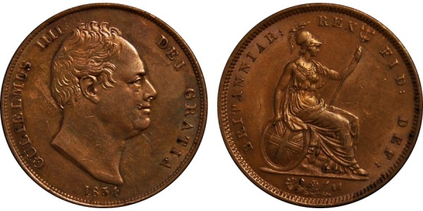 William IV. Copper Penny 1834.