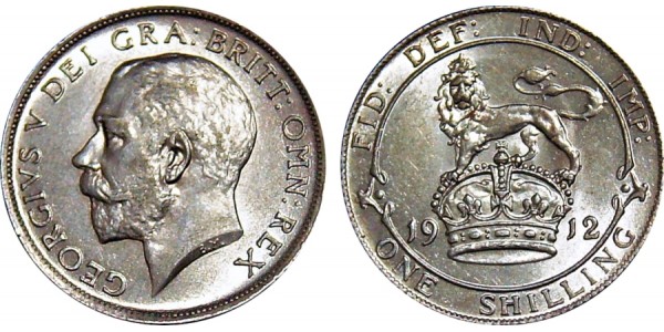 George V. Silver Shilling. 1912.