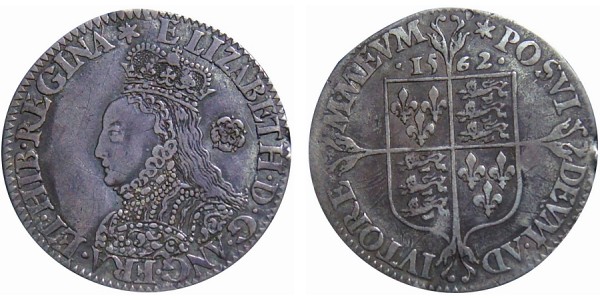 Elizabeth I, Milled Silver Sixpence. 1562.