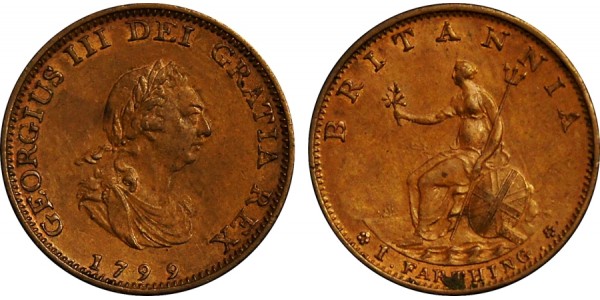 George III. Copper Farthing. 1799.