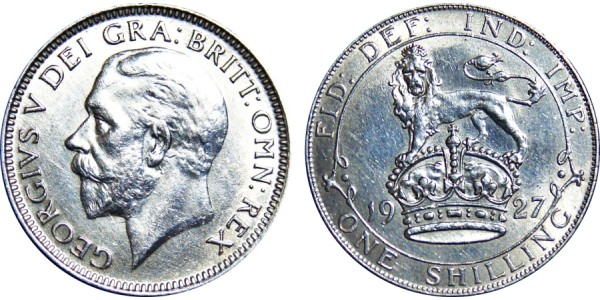 George V. Silver Shilling. 1927.