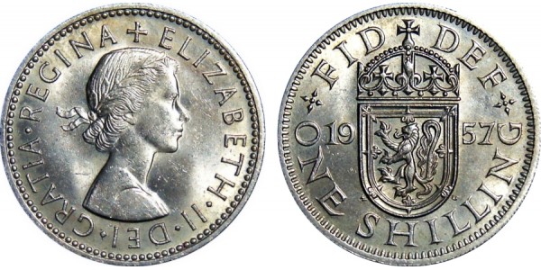 Elizabeth II, Scottish Shilling. 1957.