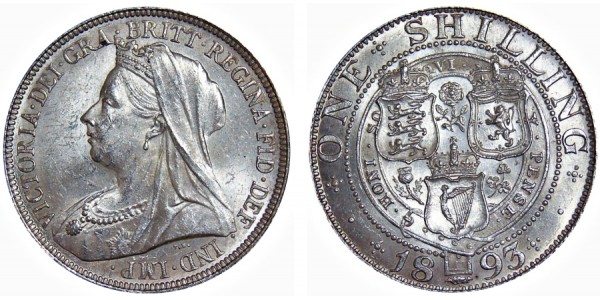 Victoria. Silver Shilling. 1893.