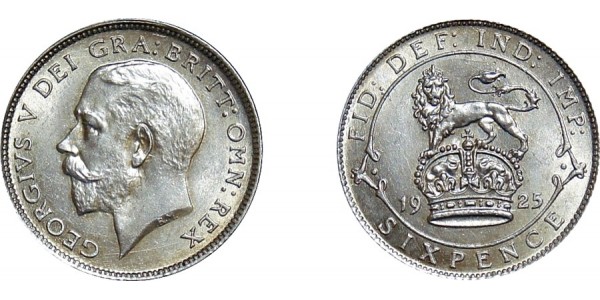George V, Silver Sixpence, 1925