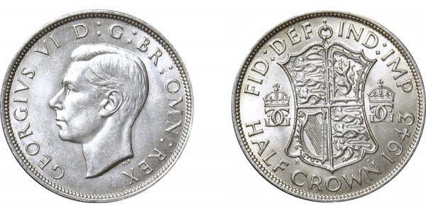 George VI, Silver Half-crown. 1943
