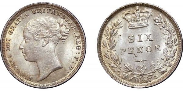 Victoria, Silver Sixpence, 1887